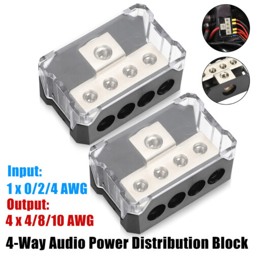 2PCS 10 Gauge Input to 2 x 10 Gauge Output PowerGround Distribution Block Set 3