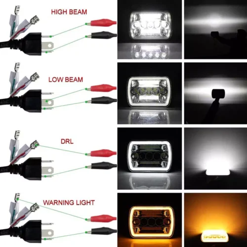 2pc 5x7 7x6 led headlights featuring drl turn signals 3