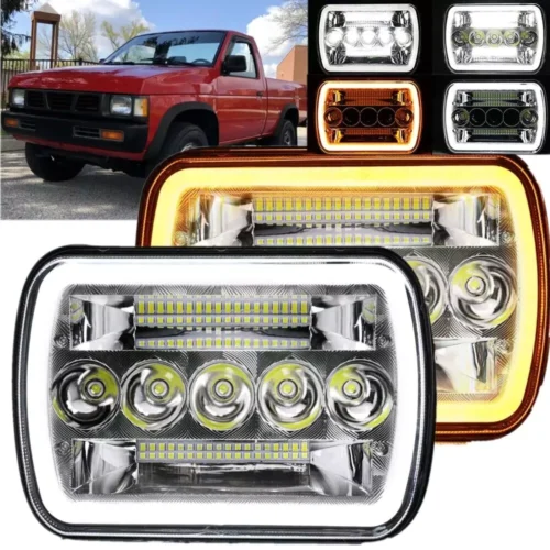 2pc 5x7 7x6 led headlights featuring drl turn signals 9