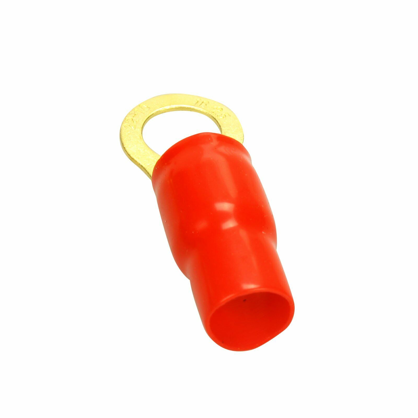 225FWY 4 AWG Gold Ring Terminals – 5/16'' Stud Hole – With Red Boots (80-Piece Pack)