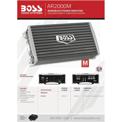 BOSS Audio Systems AR2000M Monoblock Car Amplifier7