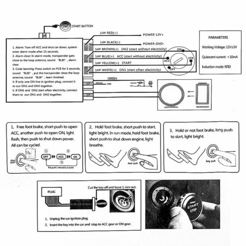 Car Ignition Switch 12V RFID Engine Start Push Button Keyless Entry Starter Kit 1