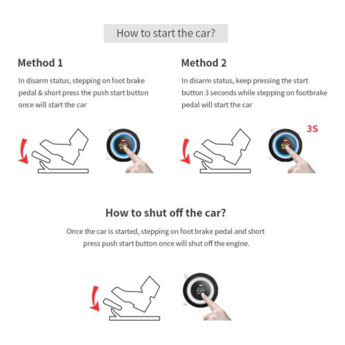 Push To Start Button Remote Startkeyless Entry Alarm System Engine7